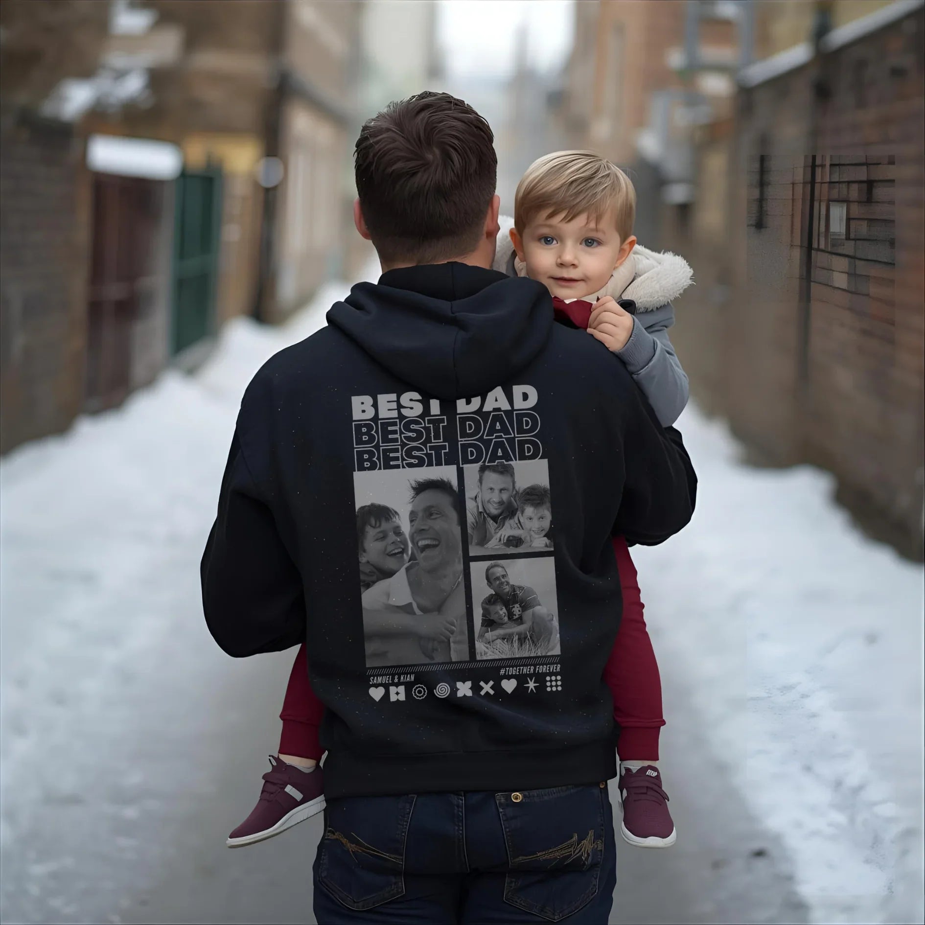 PAPA Hoodie BEST DAD mit Euren Fotos personalisiert