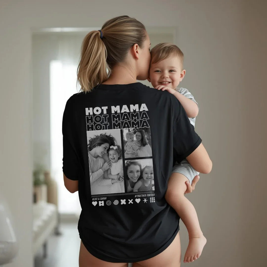 MAMA T-Shirt HOT MAMA mit Deinen Fotos personalisiert
