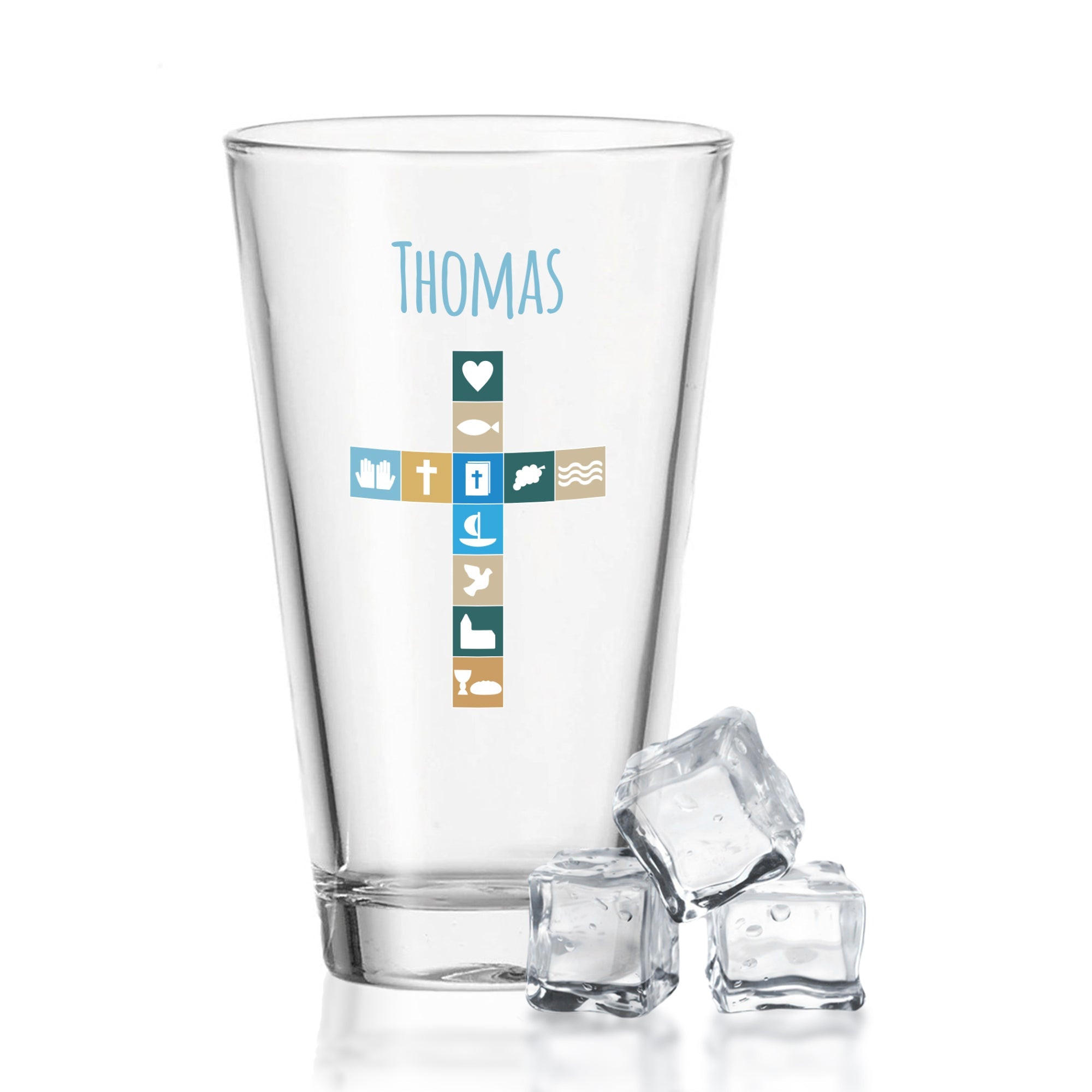 Leonardo Wasserglas mit UV-Druck "Kommunion" mit Wunschname - Zur Kommunion