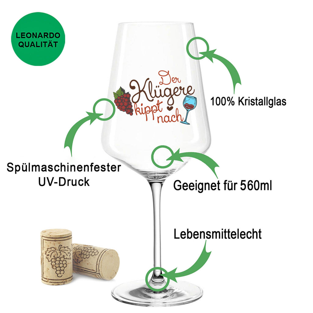 Leonardo Weinglas mit UV-Druck "Der Klügere kippt nach V2"