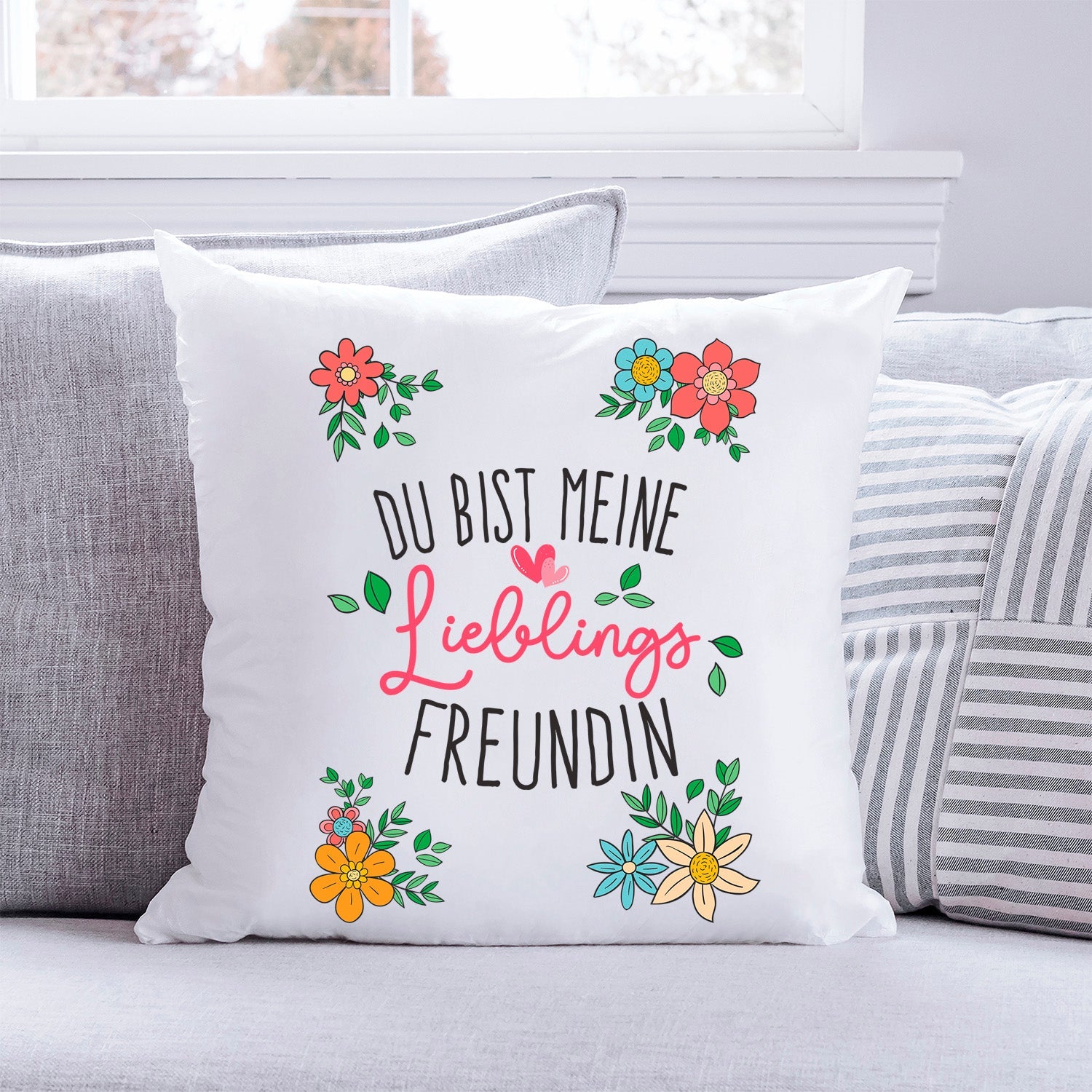 Bedrucktes Kissen mit Spruch Du bist meine Lieblings Freundin