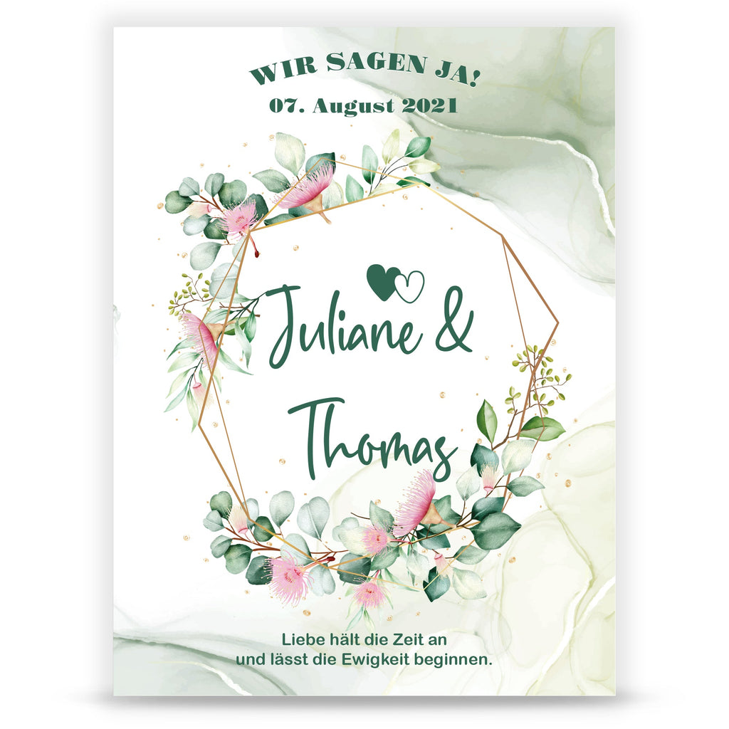 Hochzeitseinladungskarte im Eucalyptus Design