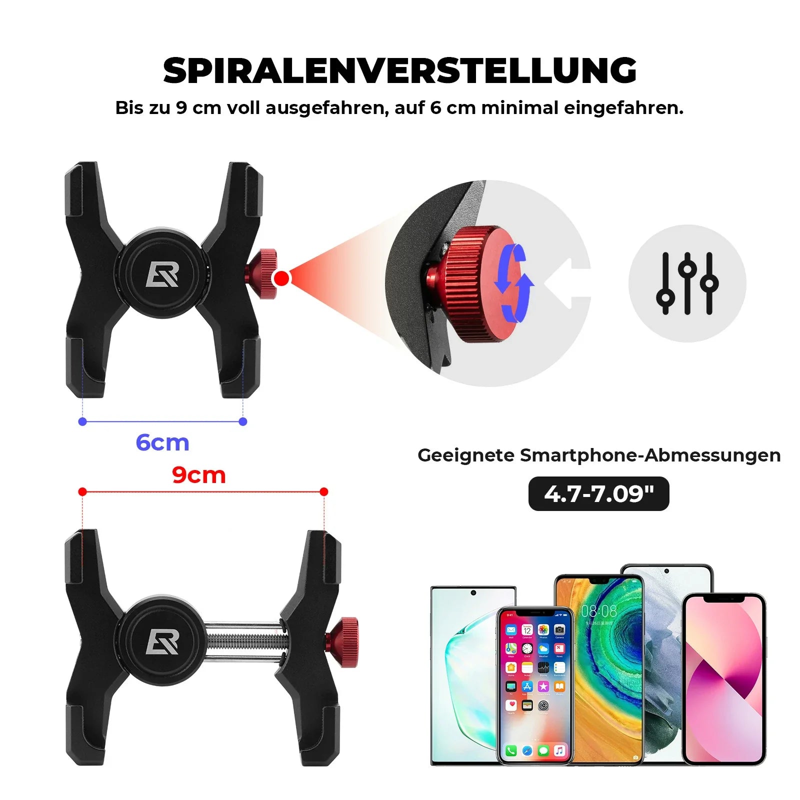 Fahrrad Handyhalterung 180° Drehbar für Handy 4.7~7.09"