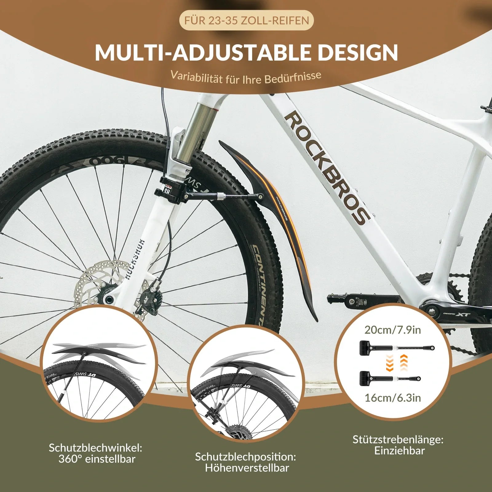 Fahrrad Schutzbleche Set Vorne/Hinten Verstellbare Flexible 26-29 zoll