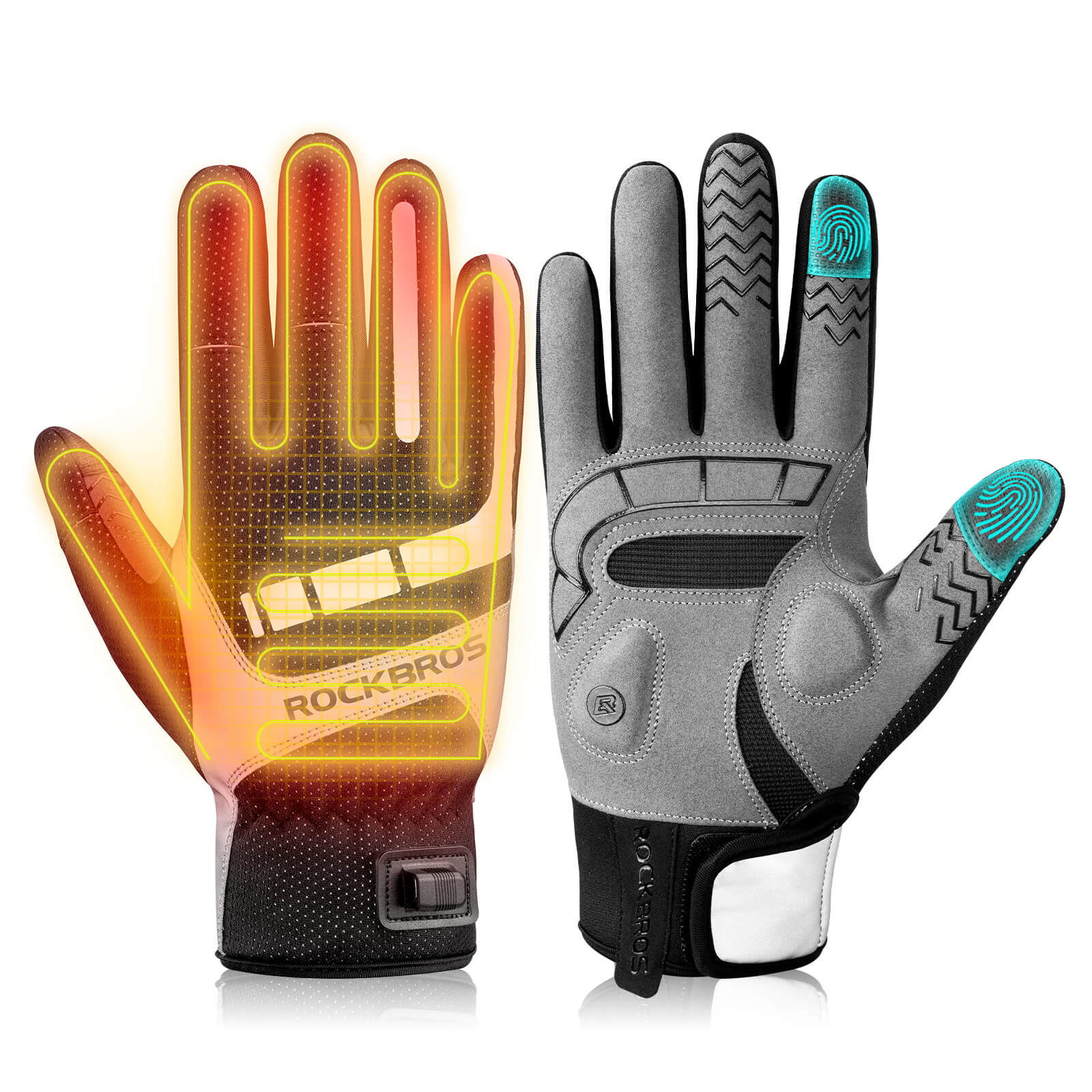 Fahrradhandschuhe über USB, reflektierend und stoßdämpfend, Winterhandschuhe mit Touchfunktion
