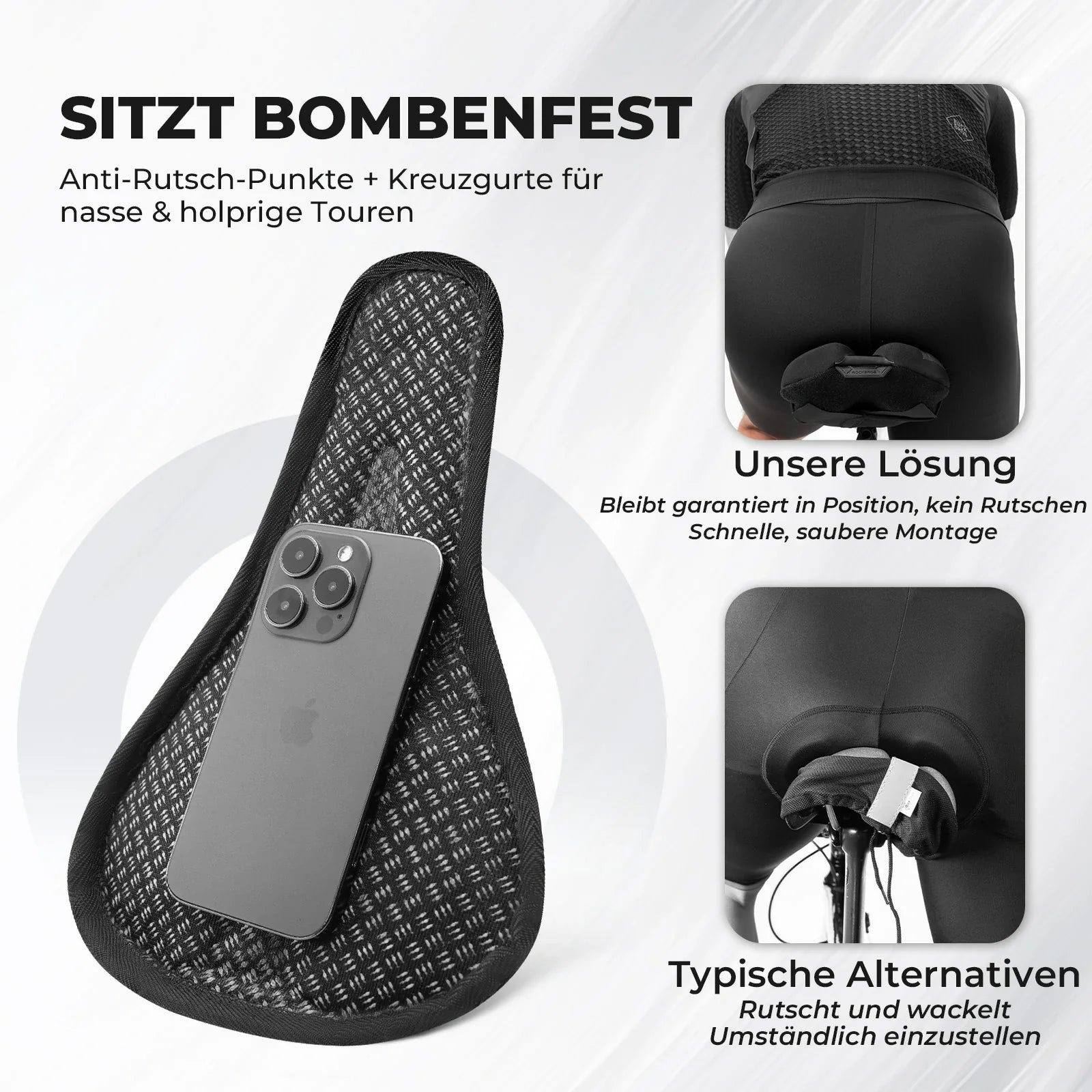 Fahrradsattel Überzug – Ergonomischer Sattelbezug Fahrrad mit Memory-Foam & 3D-geformter Polsterung