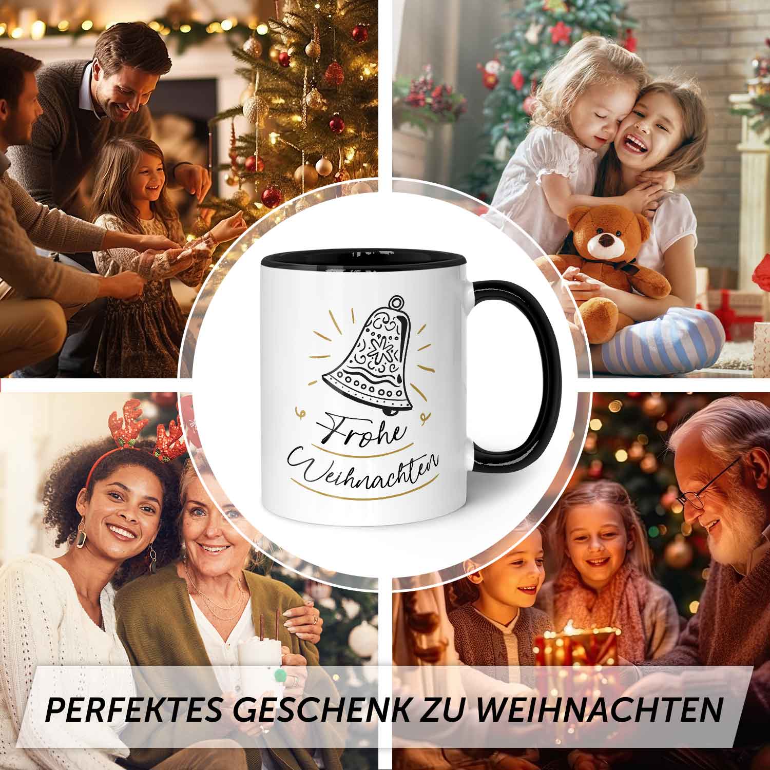 Bedruckte Tasse mit Weihnachtsmotiv im Weihnachtsglocke Design