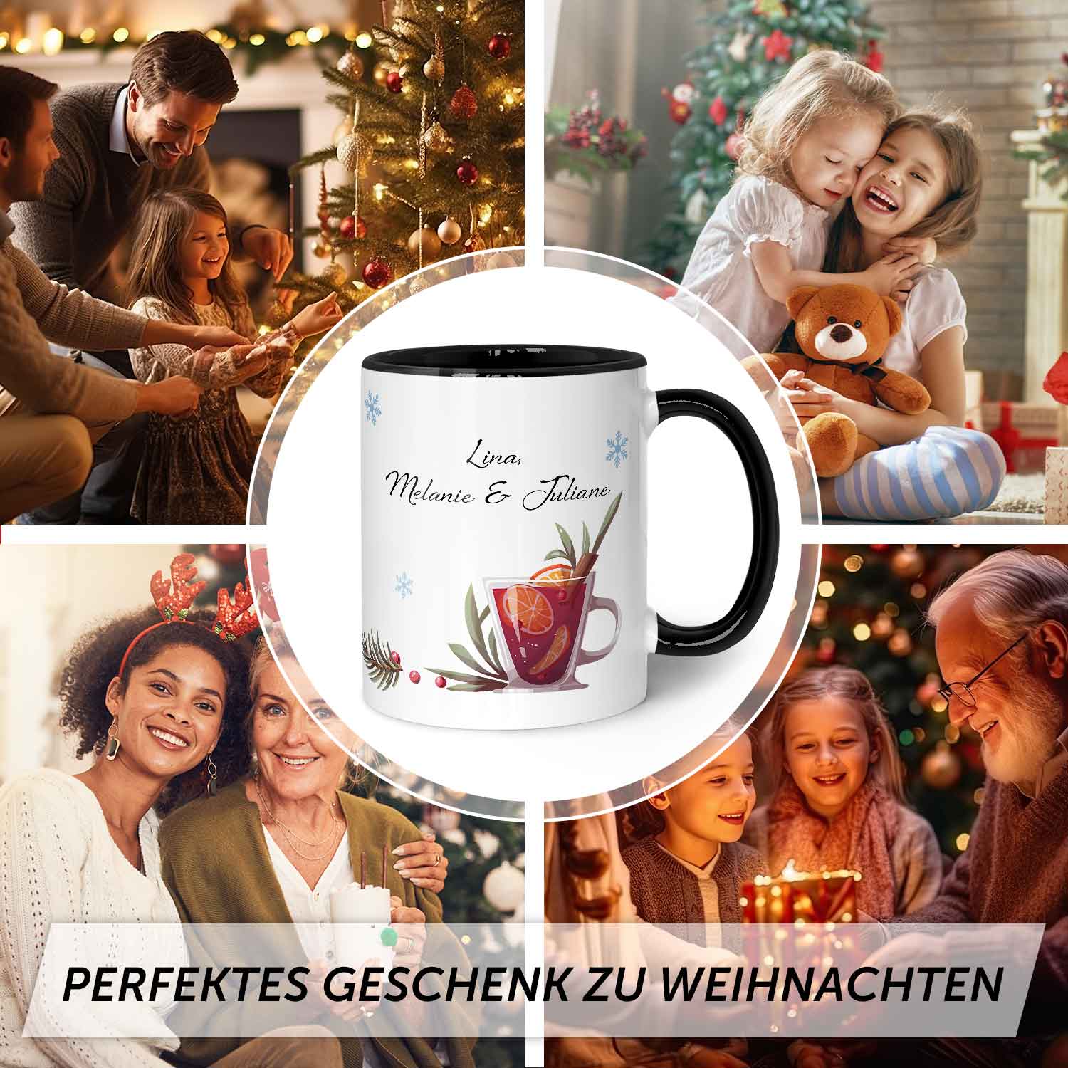 Bedruckte Tasse mit Weihnachtsmotiv - Mädels Glühwein mit Namen