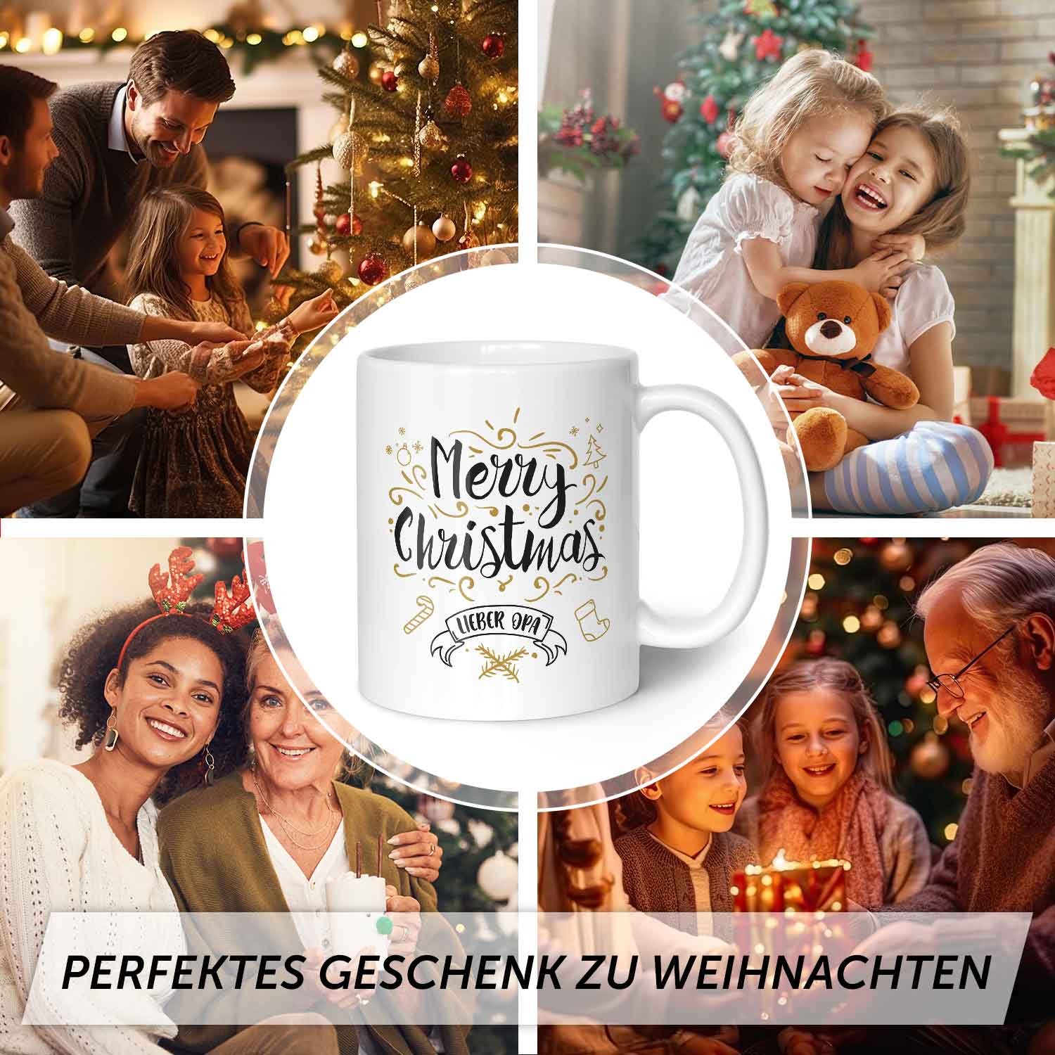 Bedruckte Tasse mit Weihnachtsmotiv im Merry Christmas Lieber Opa Design