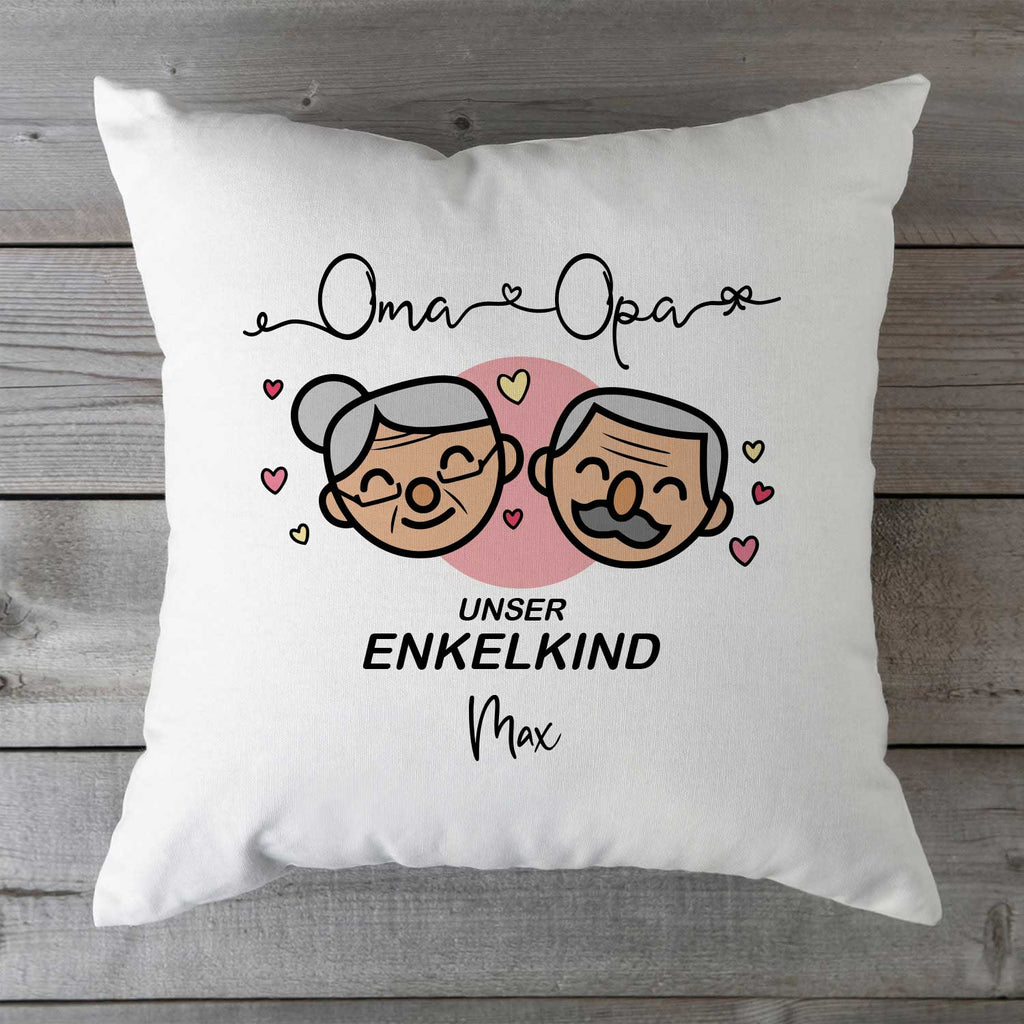 Bedrucktes Kissen mit Motiv "Oma & Opa Enkelkind" mit Wunschnamen