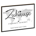 Holzschild Motiv Zuhause mit Namen & Koordinaten