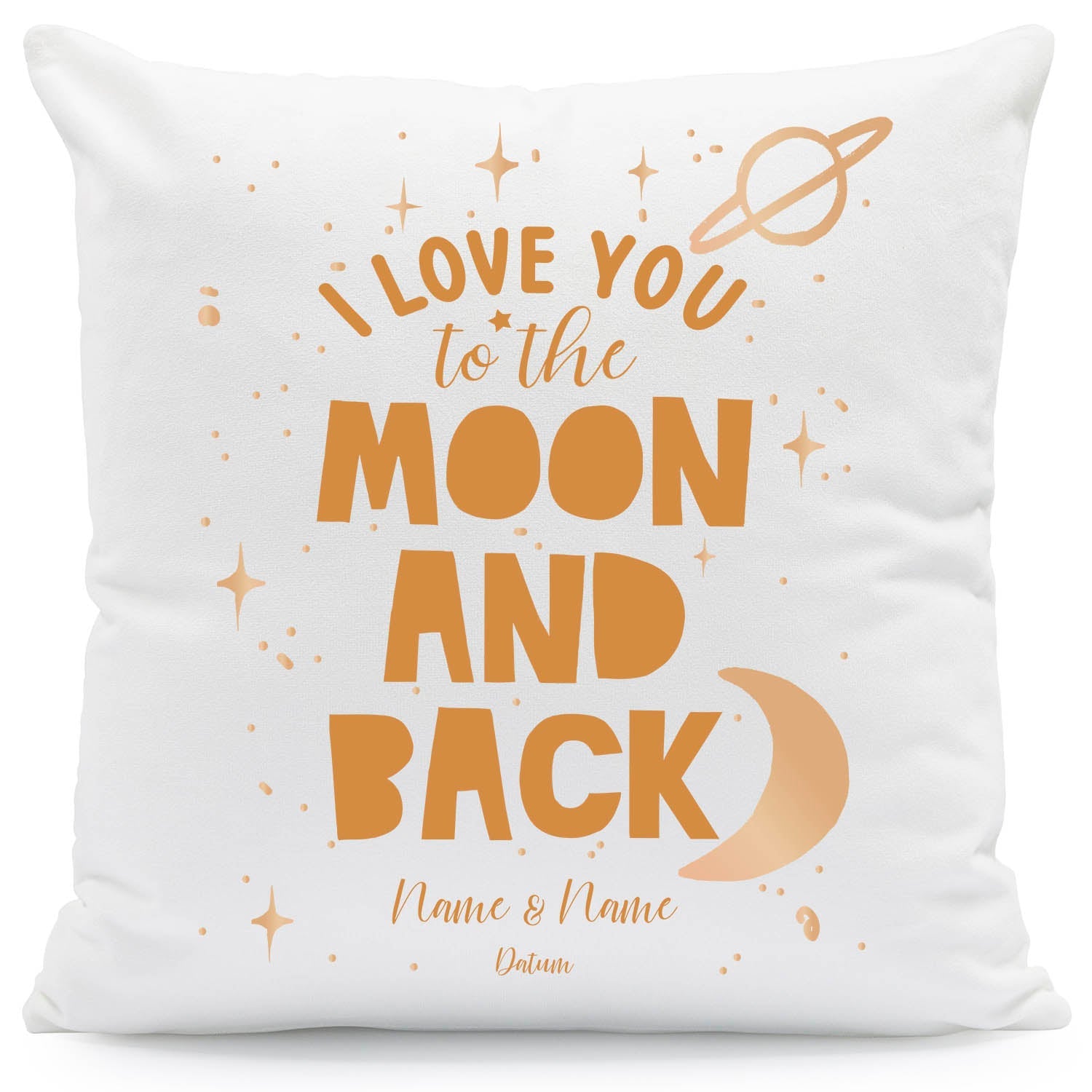 Bedrucktes Kissen mit Motiv "I love you to the Moon and back"