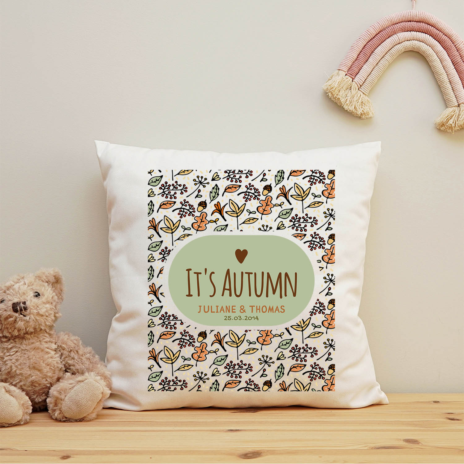 Bedrucktes Kissen mit Spruch It's Autumn