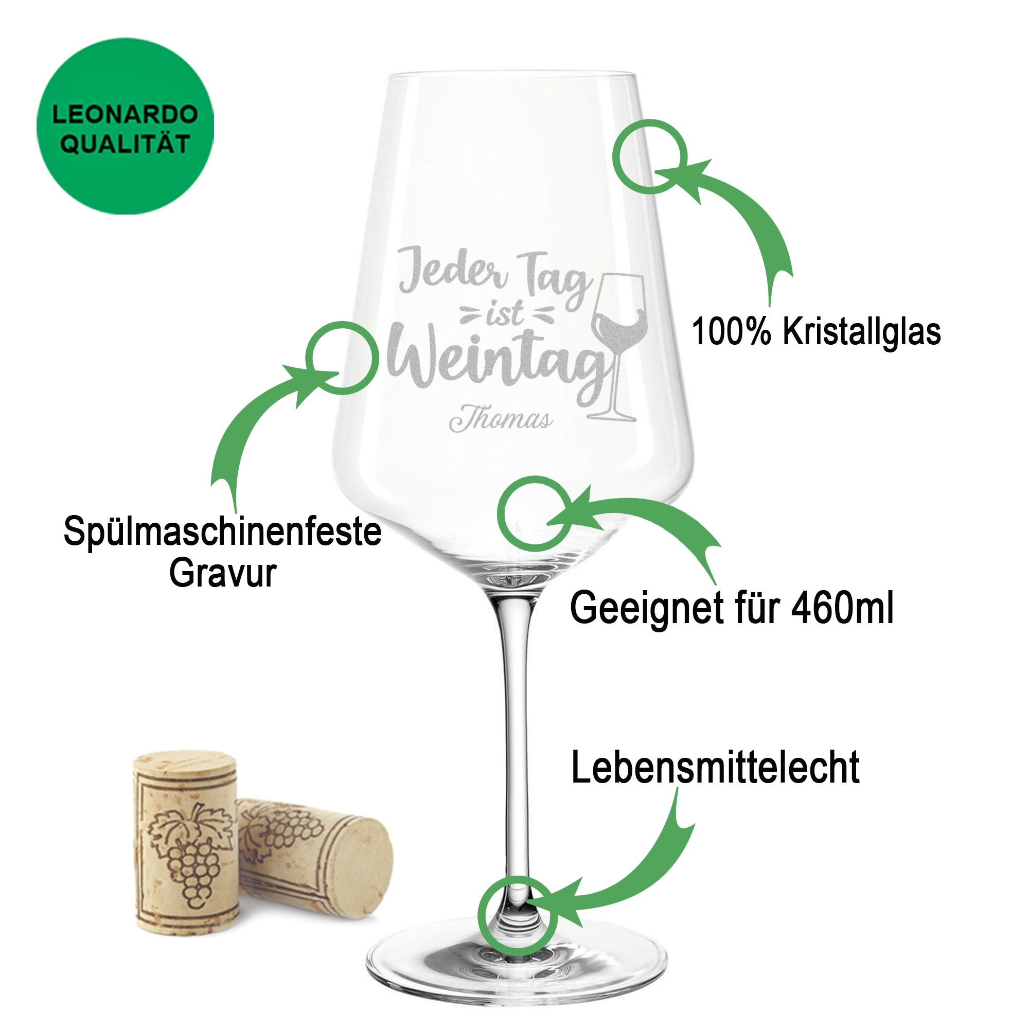 Leonardo Weinglas mit Gravur "Jeder Tag ist Weintag"
