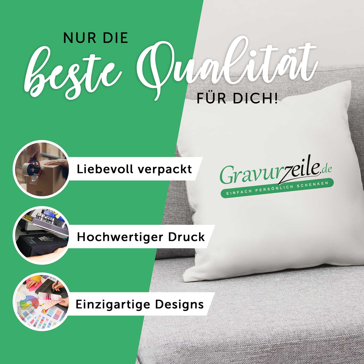 Kissen mit Weihnachtsmotiv und Name - Merry Christmas Kranz - Weihnachtsdeko - Für Frauen & Männer