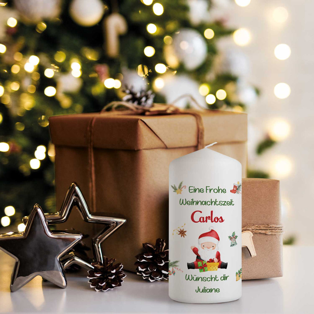 Weihnachtskerze "Fröhliche Weihnachten" mit Namen