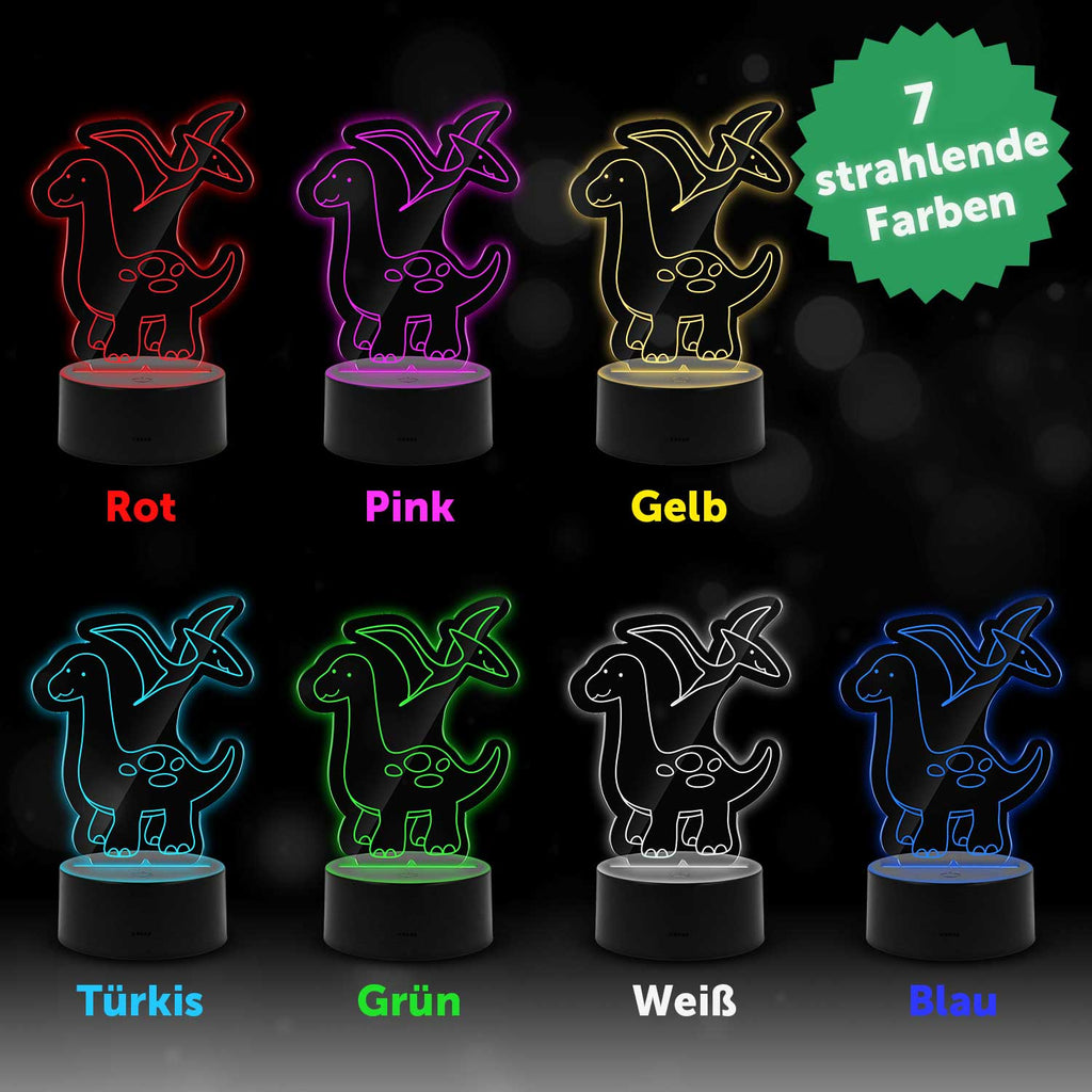 Graviertes Acrylglas im Dinosaurier Design mit LED-Sockel