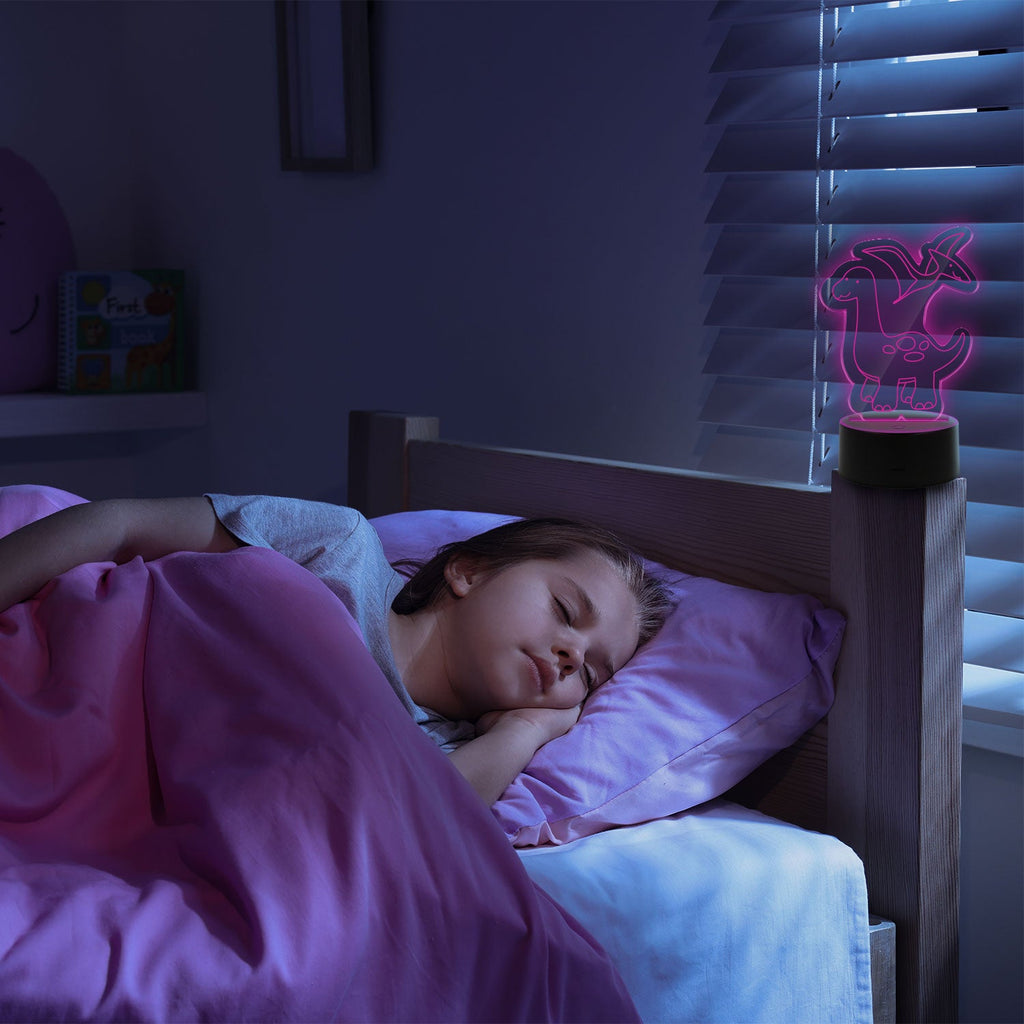 Graviertes Acrylglas im Dinosaurier Design mit LED-Sockel