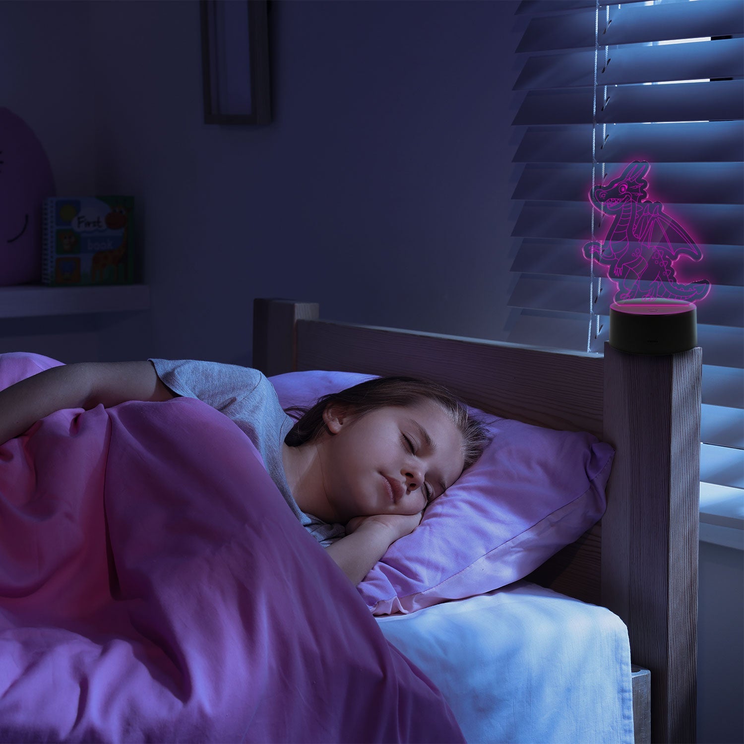 Graviertes Acrylglas  im Drache Design mit LED-Sockel