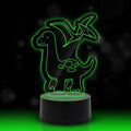 Graviertes Acrylglas im Dinosaurier Design mit LED-Sockel