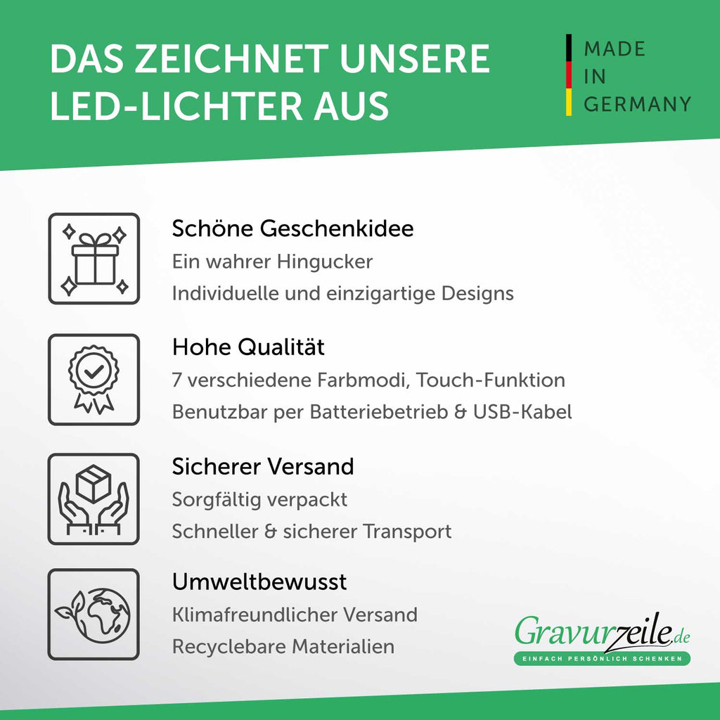 Graviertes Acrylglas mit LED-Sockel im Doppel Herz Design