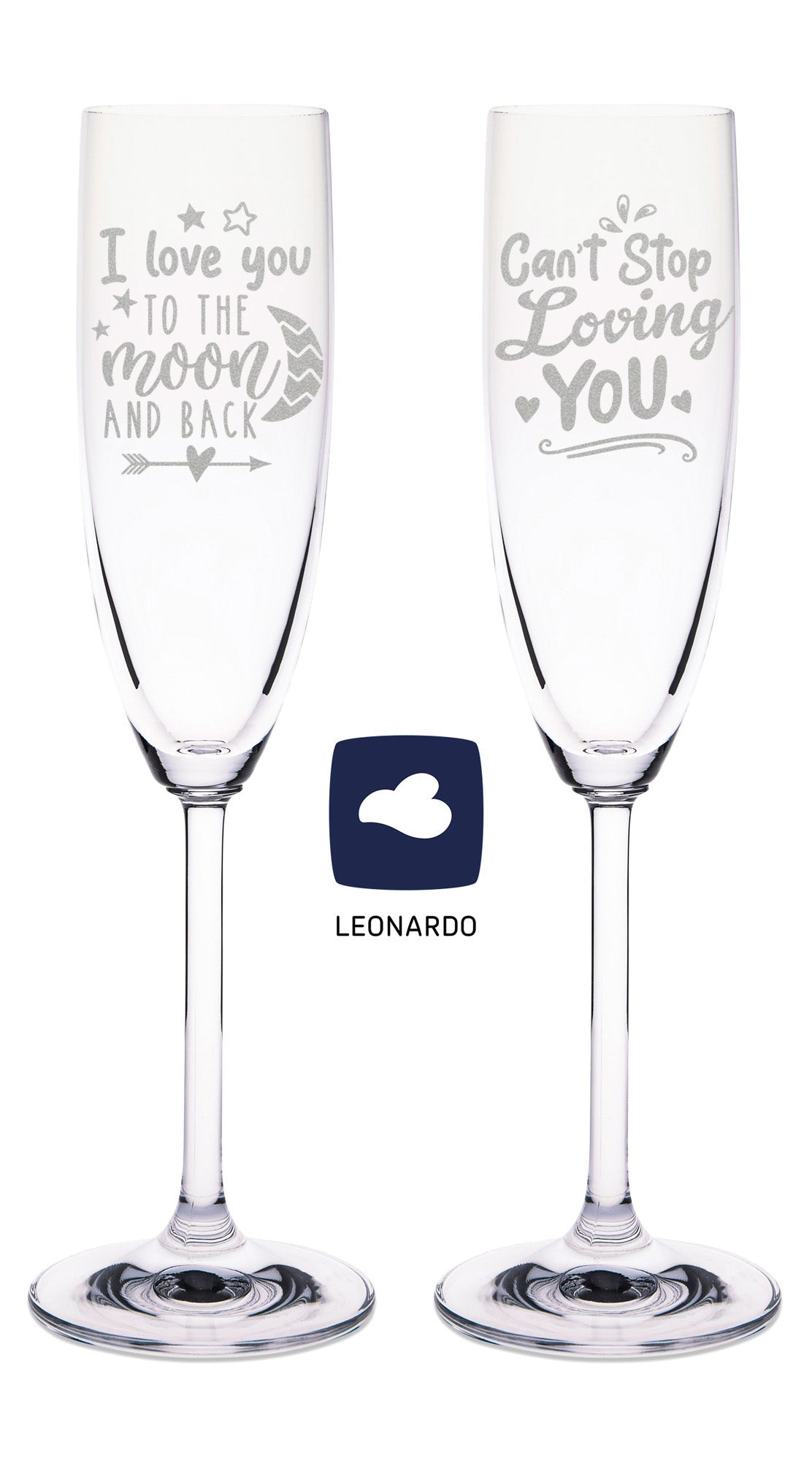 Leonardo Sektgläser mit Gravur "I love you to the moon and back" im Set
