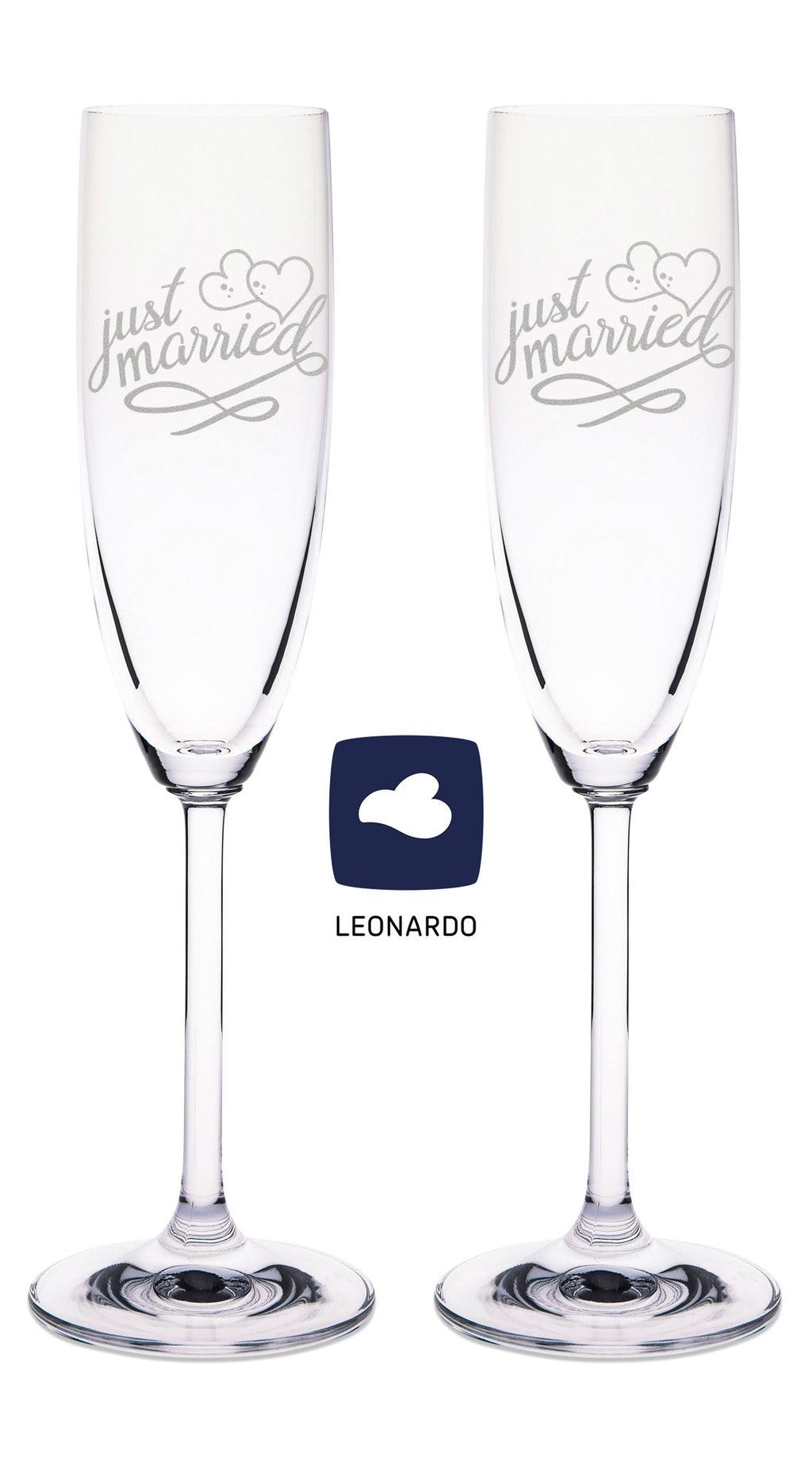 Leonardo Sektgläser "Just Married" inkl. bedruckter Holzkiste im Set