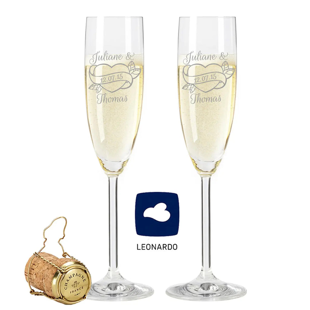 Leonardo Sektgläser mit Gravur "Wedding Heart" als Set