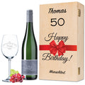 Leonardo Weinglas "Happy Birthday 50 Jahre" + Holzkiste & Riesling Tandem