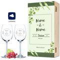 Leonardo Weingläser mit Gravur "Green Flower Branch" Design im Set inkl. bedruckter Holzkiste