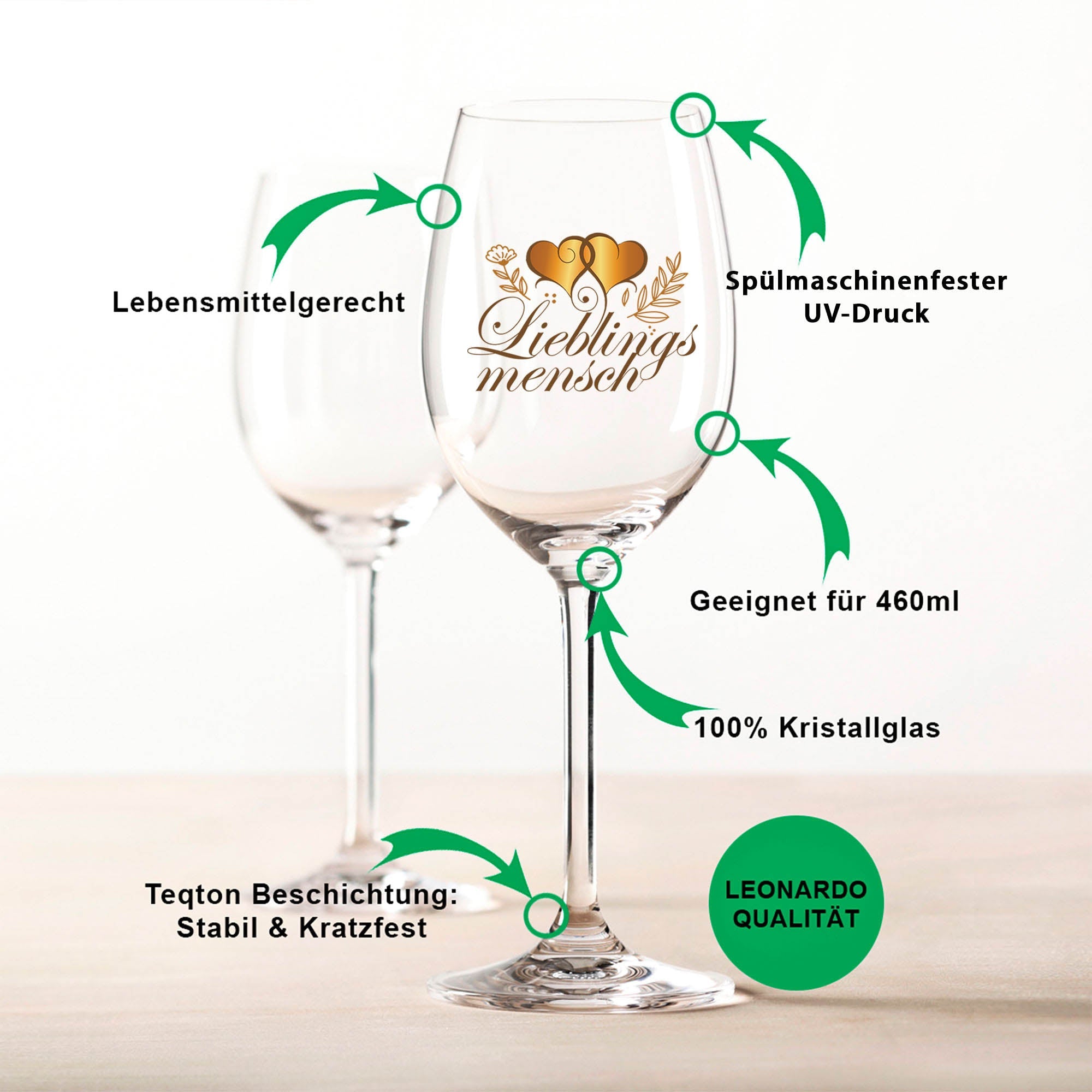 Leonardo Weinglas mit UV-Druck "Lieblingsmensch"
