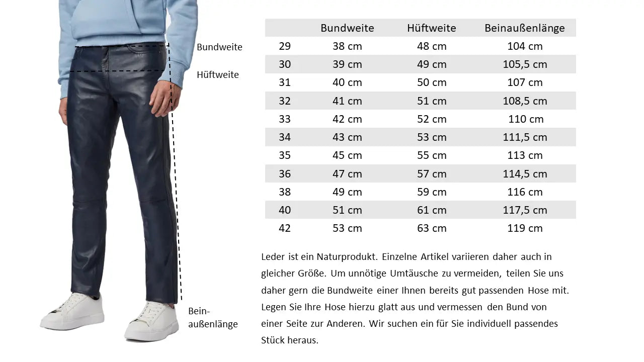 Slim Fit Herren Lederhose Bono