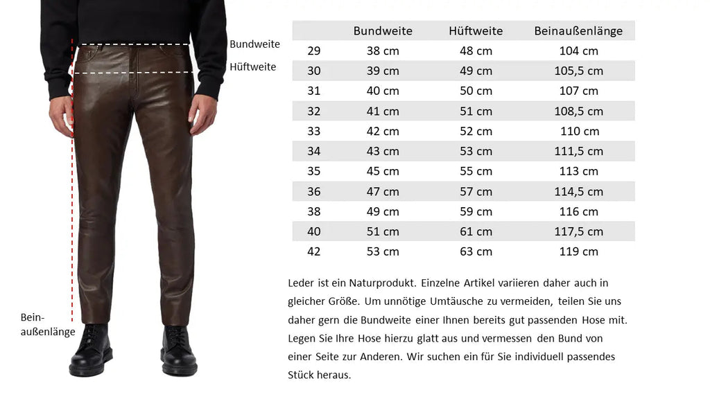Slim Fit Herren Lederhose Bono