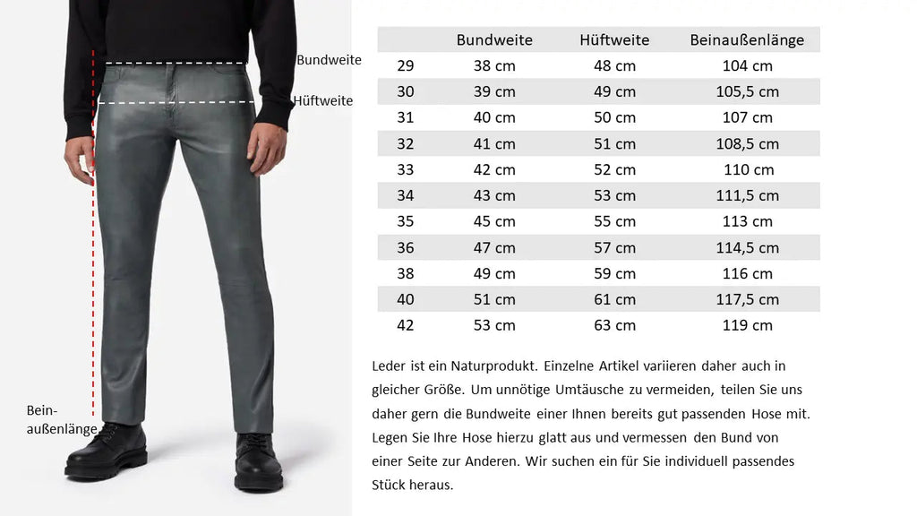Slim Fit Herren Lederhose Bono