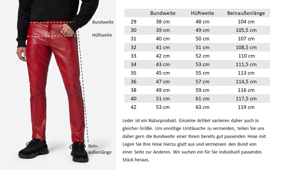 Slim Fit Herren Lederhose Bono