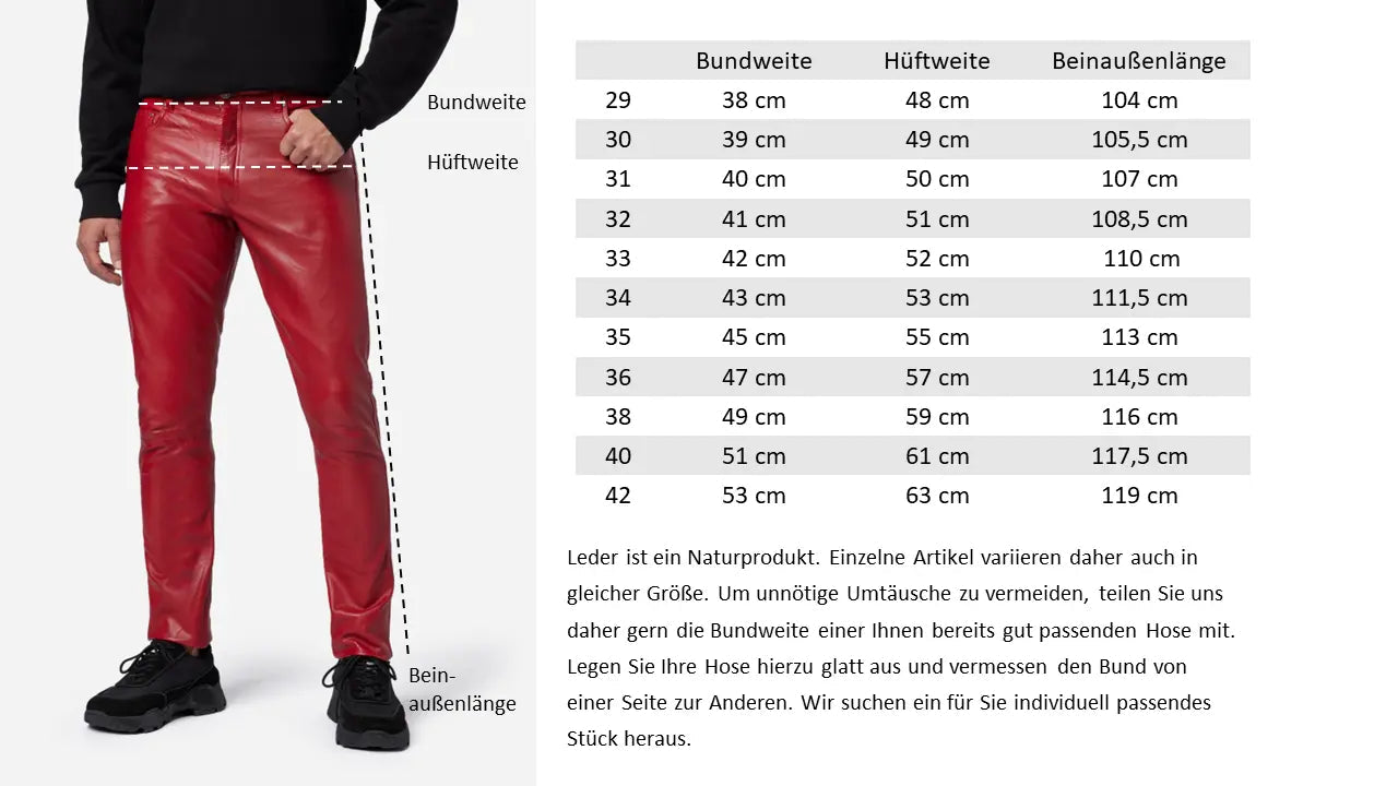 Slim Fit Herren Lederhose Bono