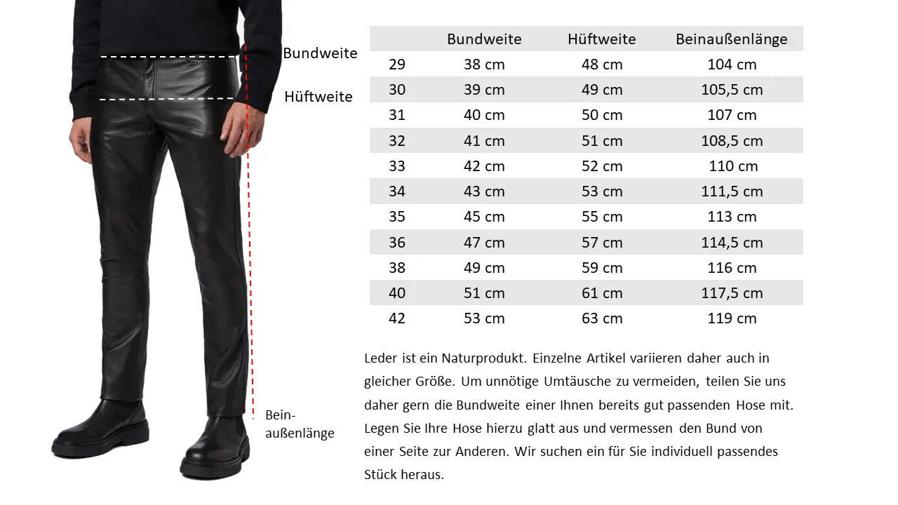 Slim Fit Herren Lederhose Bono