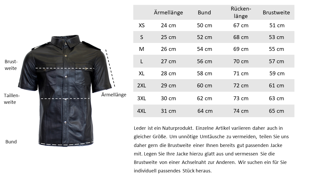 Lederhemd kurzarm Herren von Ricano