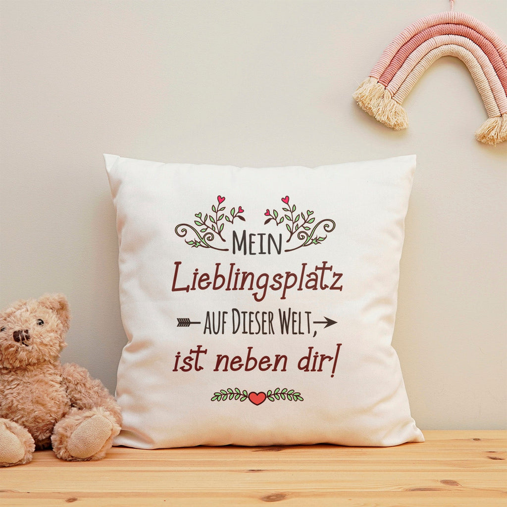 Kissen mit Spruch Mein Lieblingsplatz auf dieser Welt