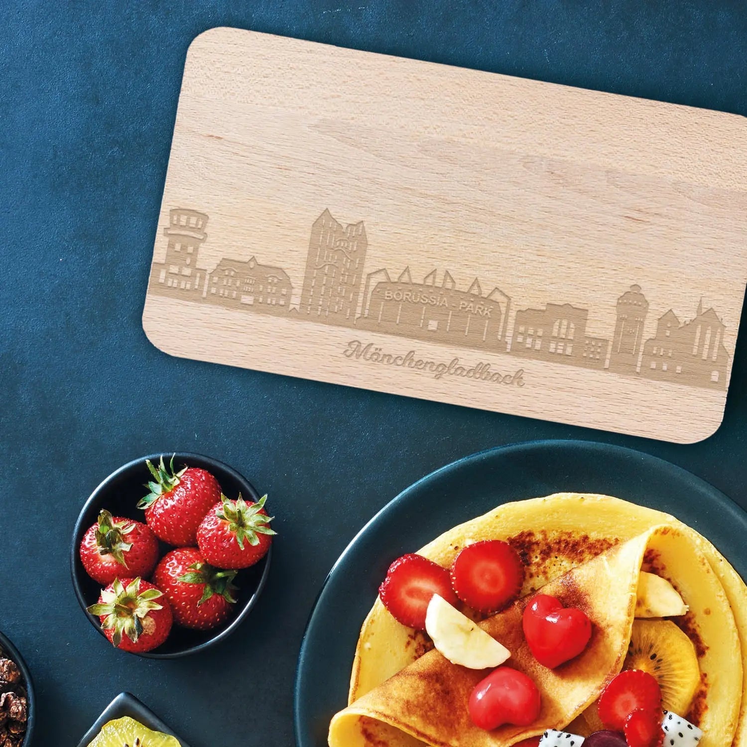 Frühstücksbrettchen Skyline Mönchengladbach
