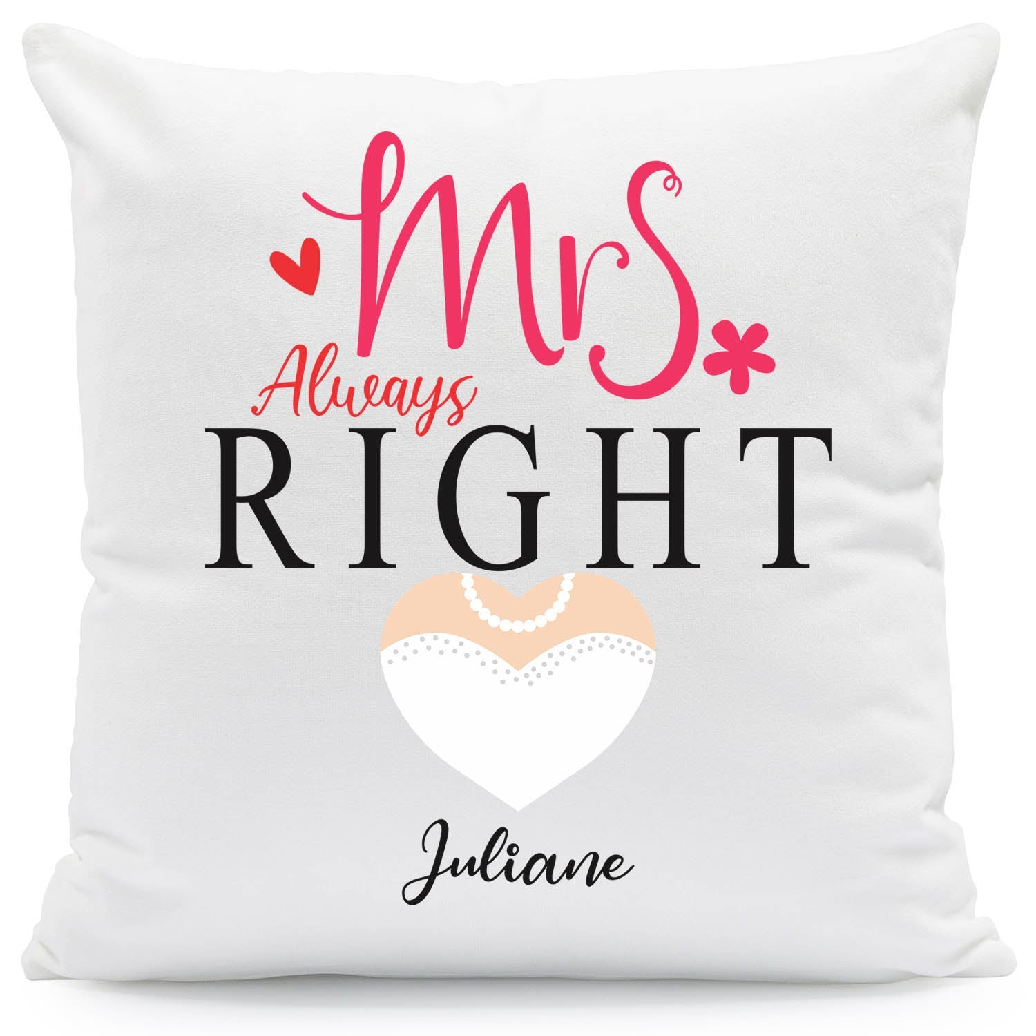Bedrucktes Kissen mit Spruch Mr & Mrs always Right im Set