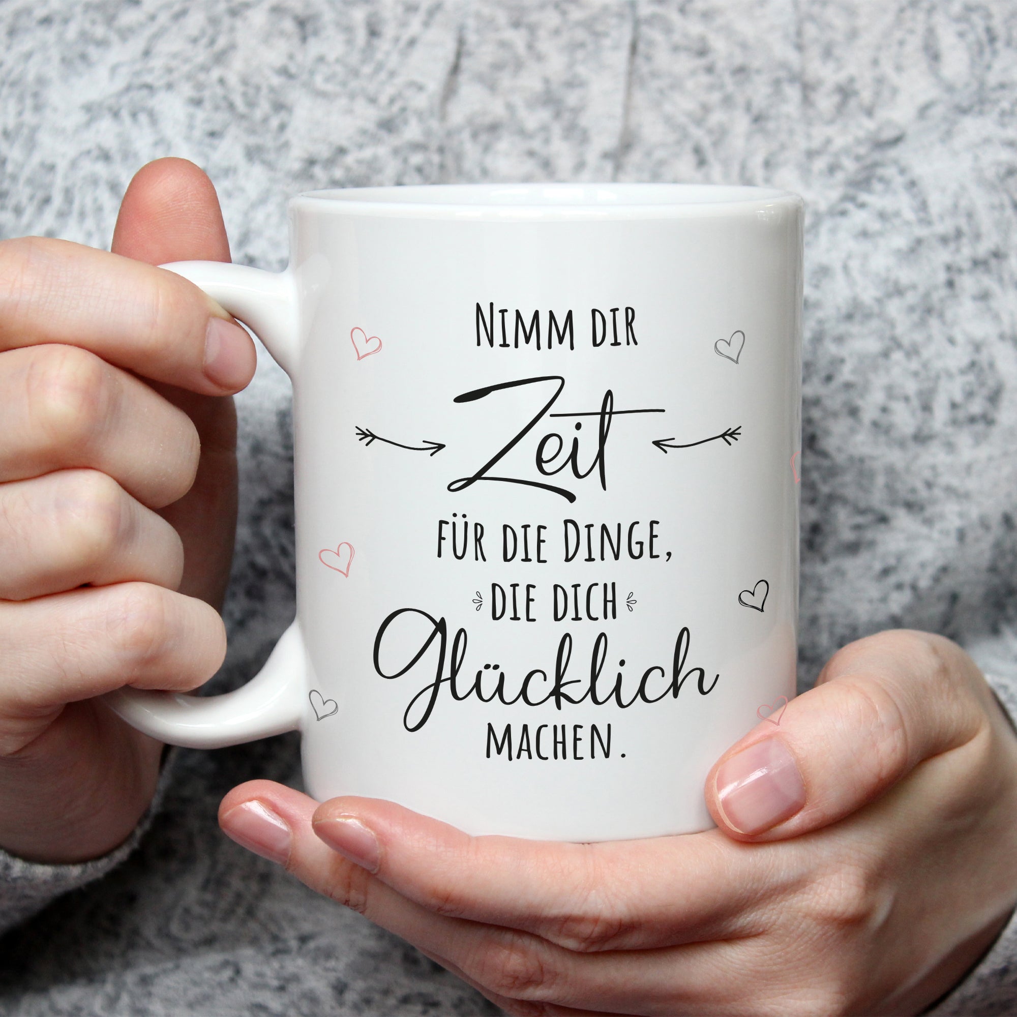 Bedruckte Tasse mit Spruch Nimm dir Zeit