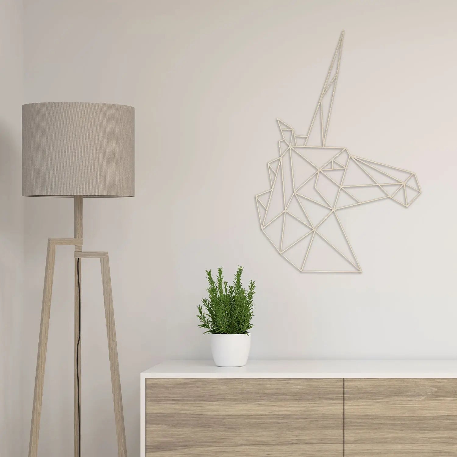 Origami Einhornkopf aus Holz -