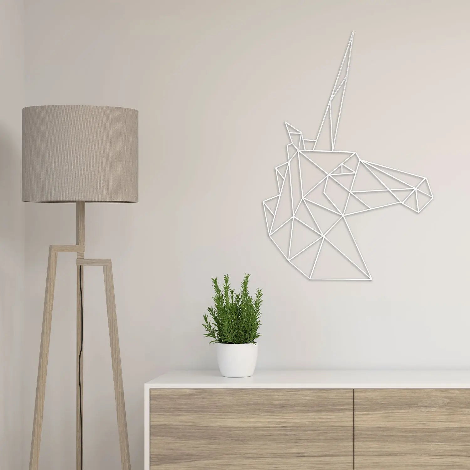 Origami Einhornkopf aus Holz -