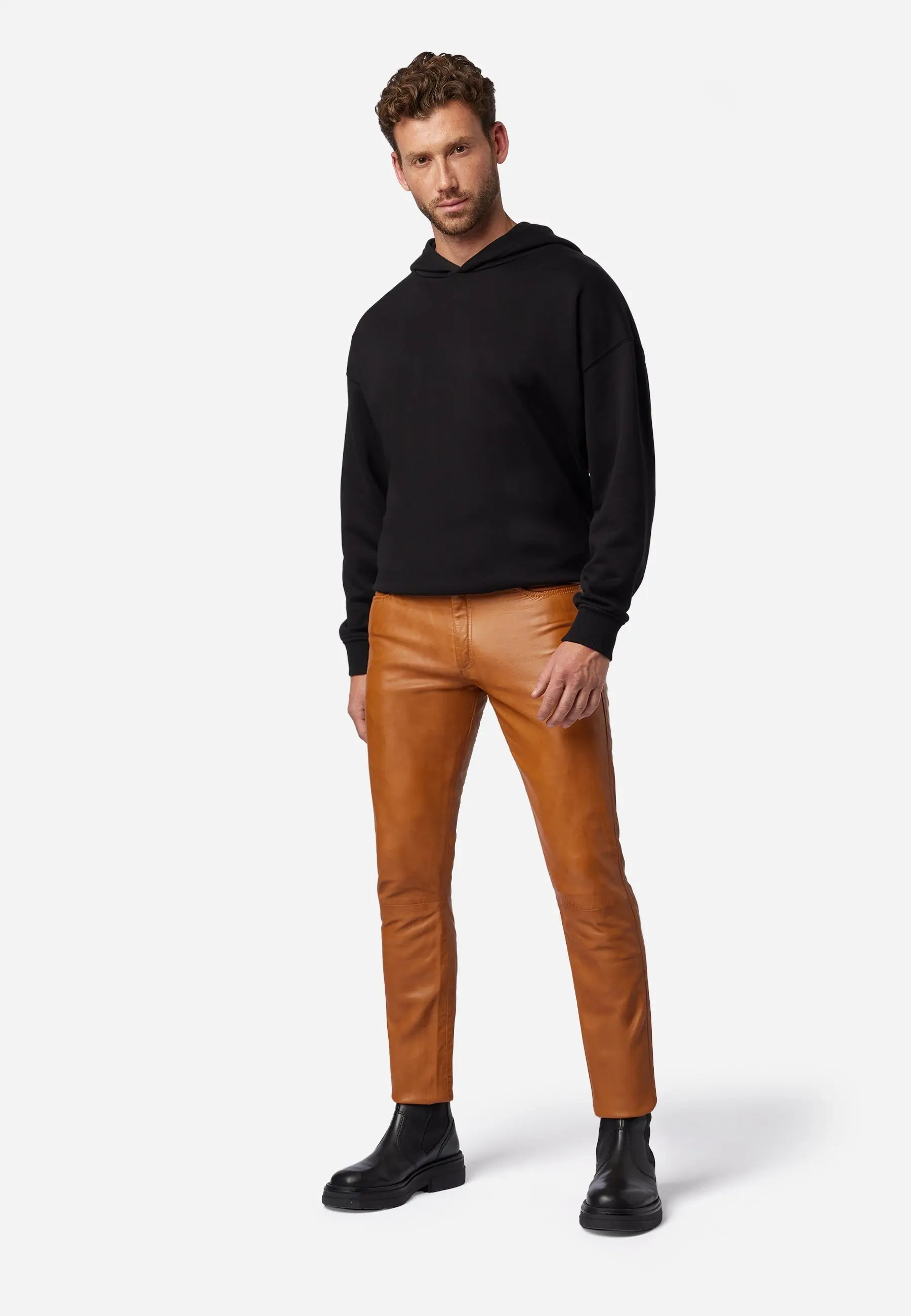 Slim Fit Herren Lederhose Bono