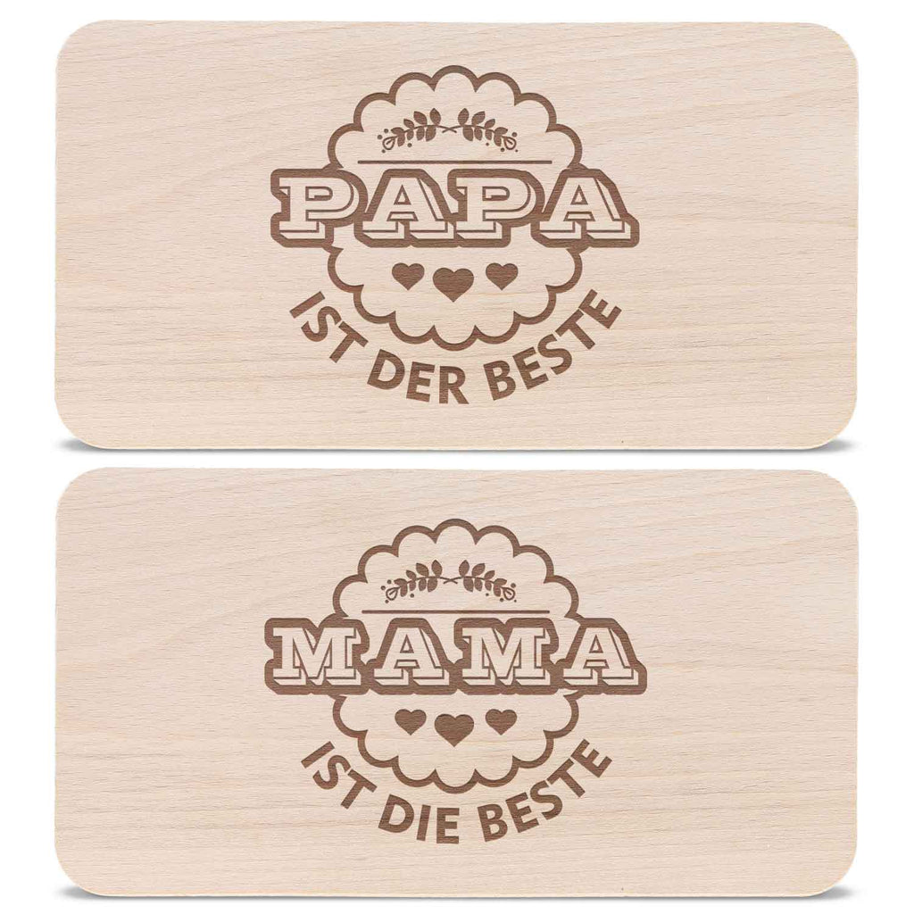 Frühstücksbrettchen Mama + Papa sind die Besten im Set