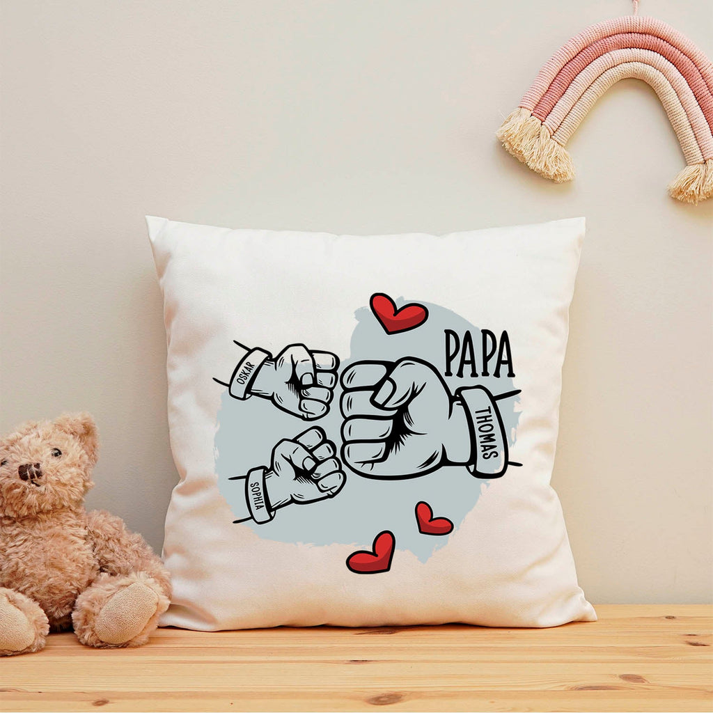 Bedrucktes Kissen mit Motiv Papa fist bump