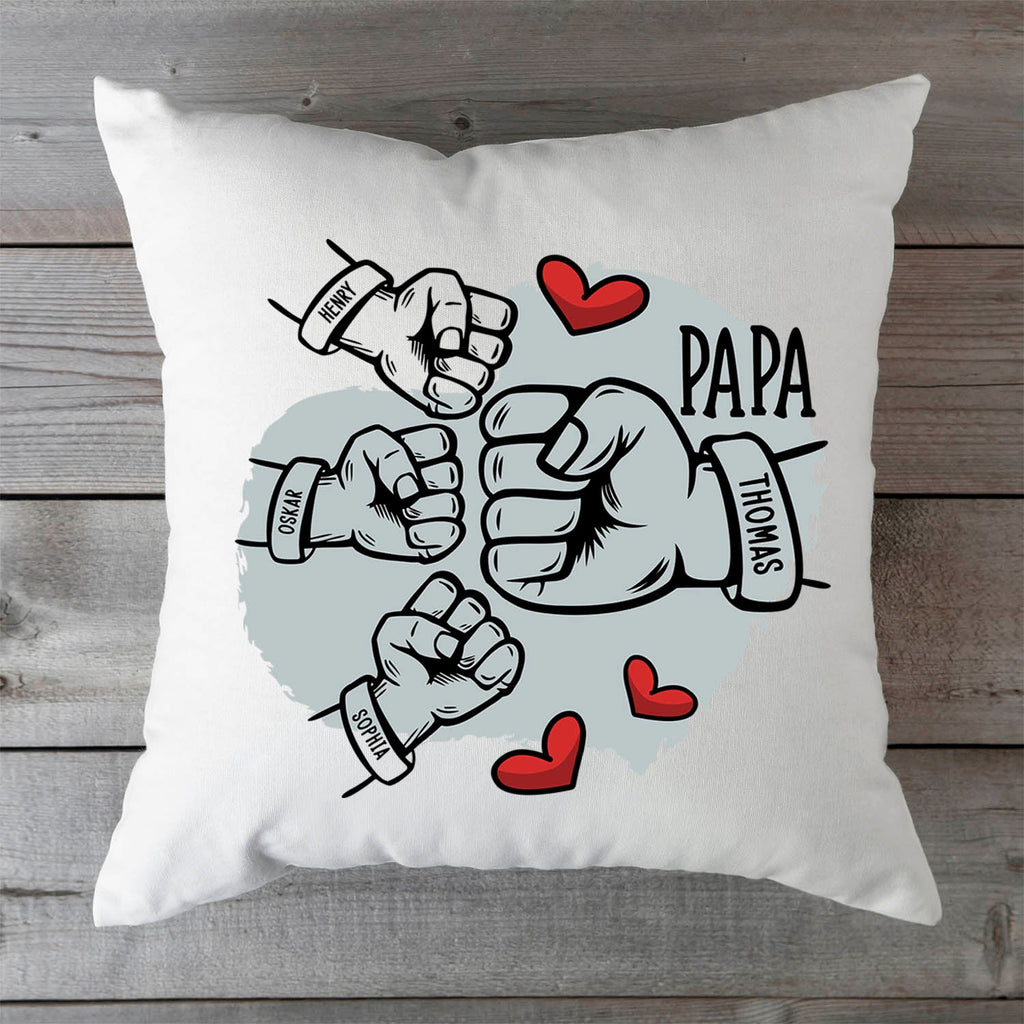 Bedrucktes Kissen mit Motiv Papa fist bump
