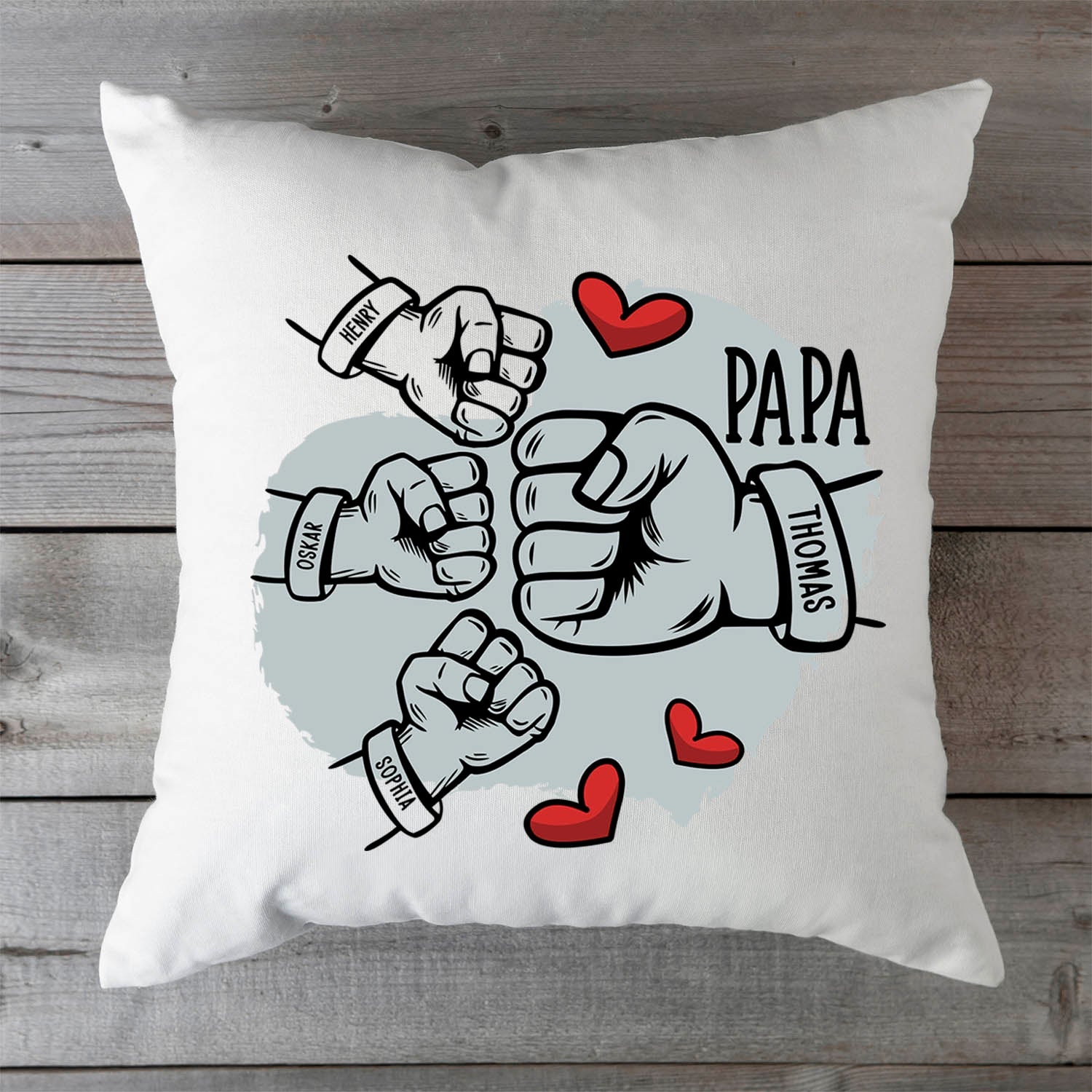 Bedrucktes Kissen mit Motiv Papa fist bump