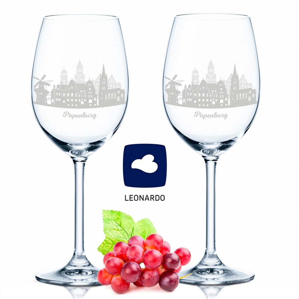 Leonardo Weingläser mit Skyline Papenburg Gravur im Set